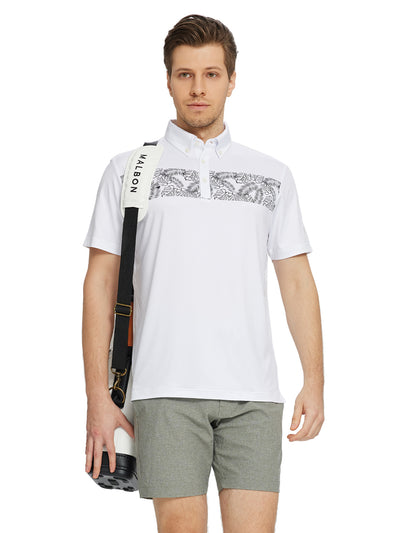 Men's Print Pattern Golf Polo Shirts-White4