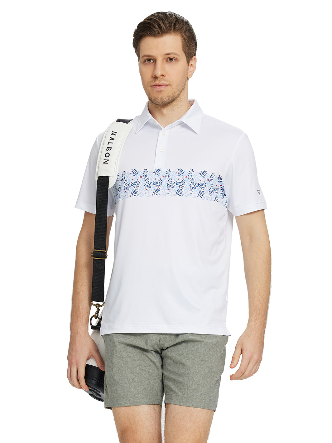 Men's Print Pattern Golf Polo Shirts-White2