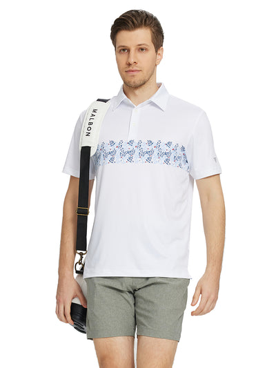 Men's Print Pattern Golf Polo Shirts-White2