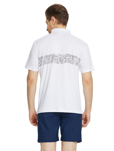 Men's Print Pattern Golf Polo Shirts-White1