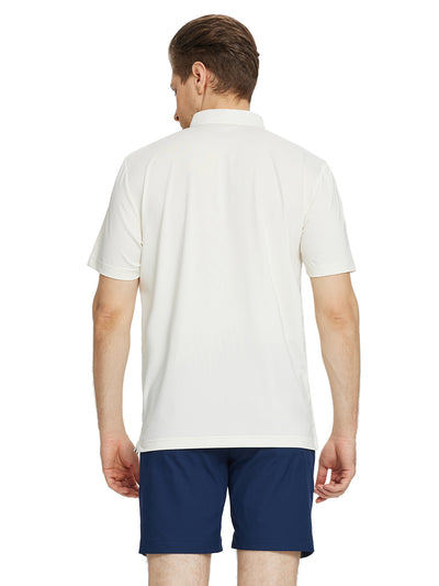 Men's Print Pattern Golf Polo Shirts-Cream