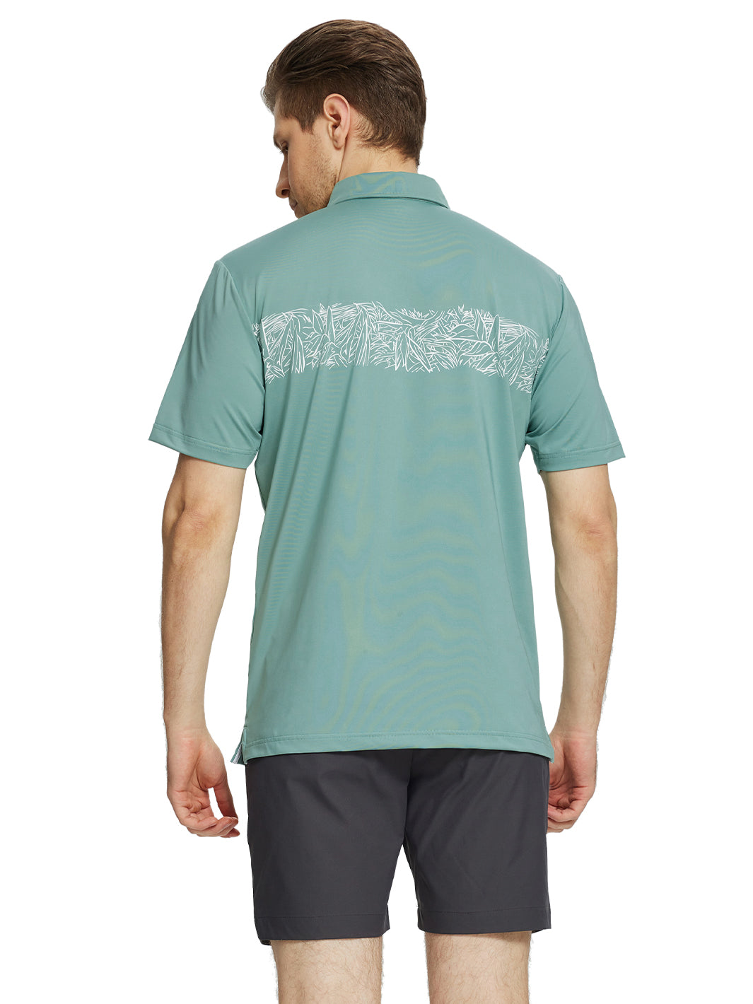 Men's Print Pattern Golf Polo Shirts-Beryl Green