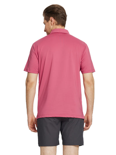 Men's Striped Print Golf Polo Shirts-Cranberry