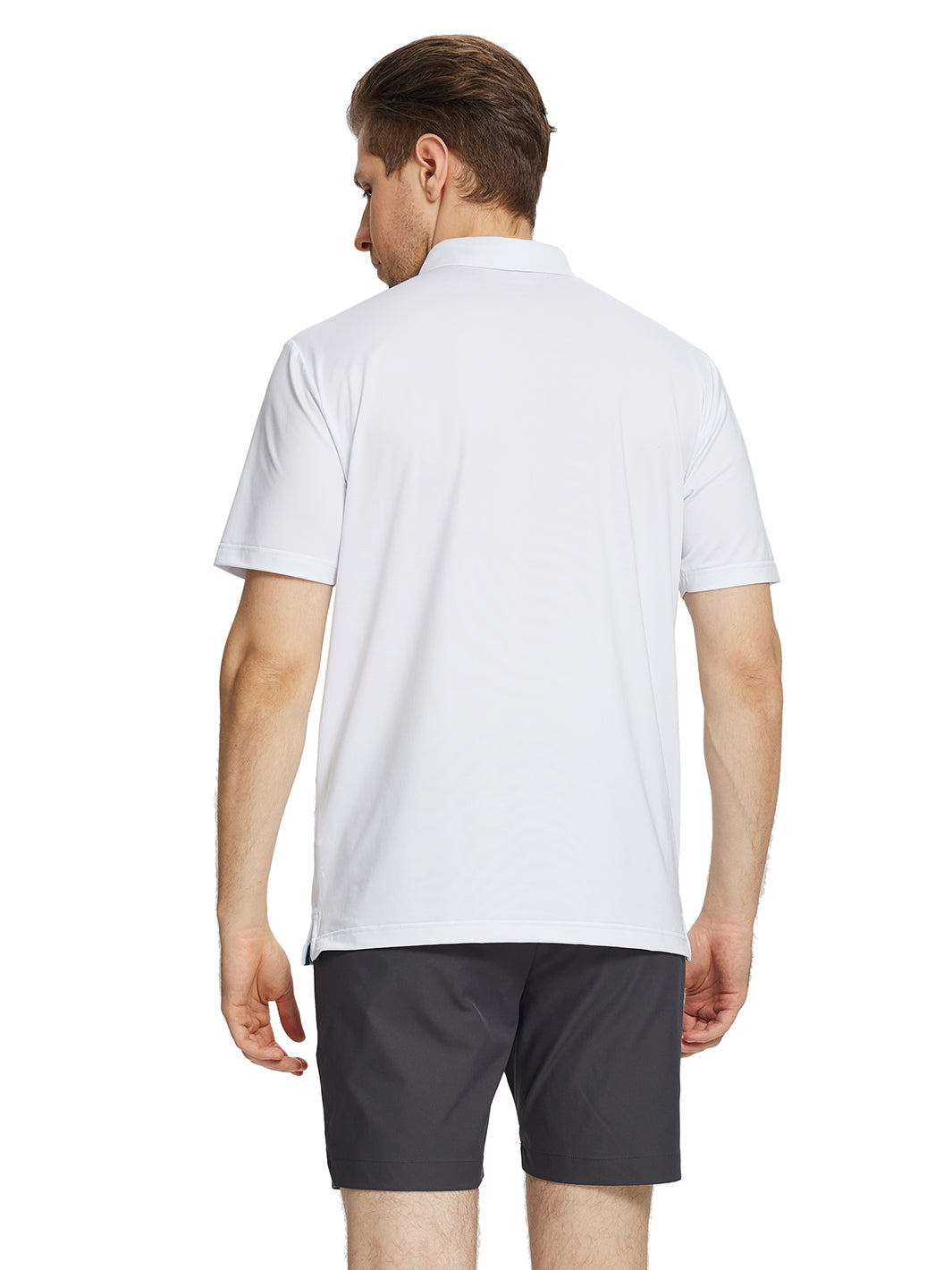 Men's Striped Print Golf Polo Shirts-White1