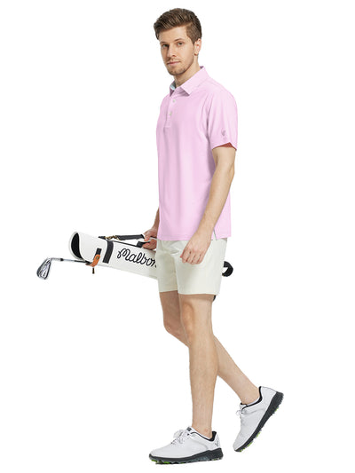 Men's Solid Jersey Golf Shirts-Pink Diamond