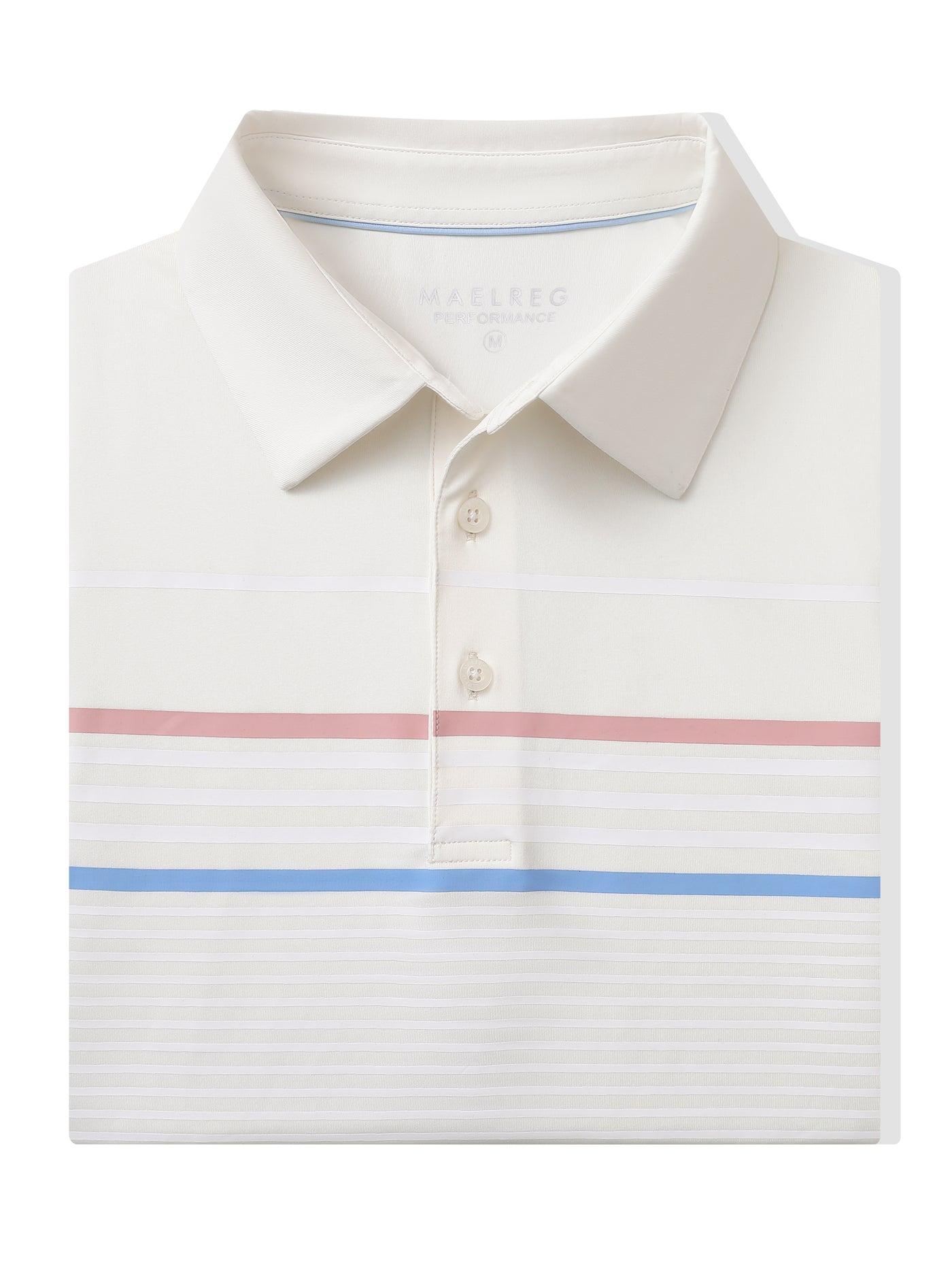 Men's Striped Print Golf Polo Shirts-Cream