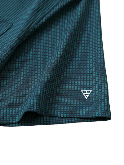 Men's Dry Fit Jacquard Pocket Golf Shirts-Turquoise