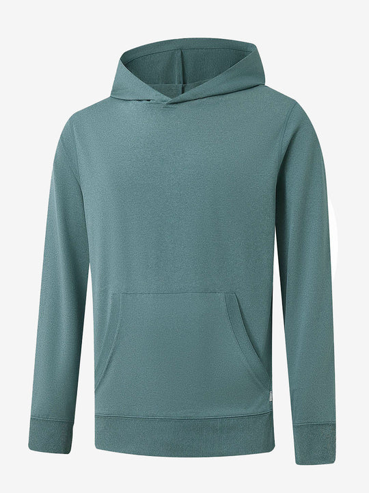 3D front view of the Athletic Golf Hoodie in Aqua Heather, designed for comfort and performance.
