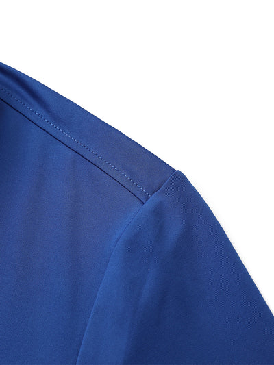 Men's Print Pattern Golf Polo Shirts-Klein Blue
