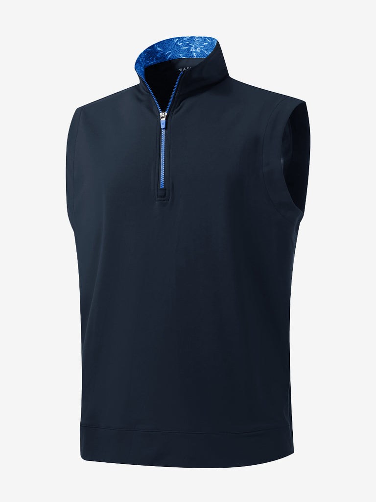Print Collar Quarter Zip Golf Vest - MAELREG