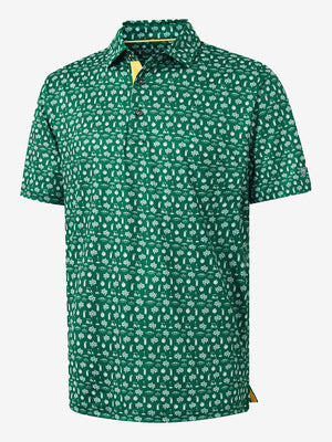 4 Way Stretch Print Collared Polo Shirts
