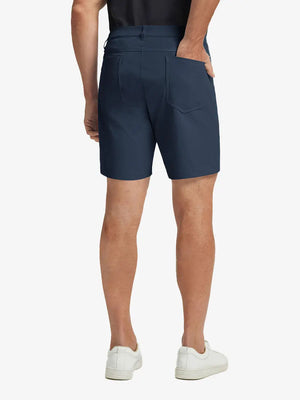 NAVY 4-way Stretch Performance Solid Shorts, back lower body view for golf wear, 7 Inch style