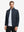 Front upper body shot of model wearing navy warm puffer winter golf jackets