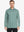 Front half-body view of model wearing BERYL GREEN Long Sleeve Solid Jersey Polo