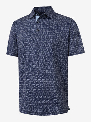 4 Way Stretch Print Collared Polo Shirts