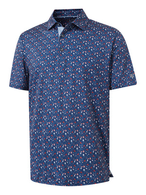 4 Way Stretch Print Collared Polo Shirts