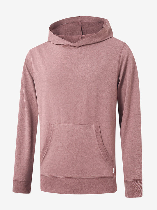 3D front view of the Athletic Golf Hoodie in Pink Heather, designed for comfort and performance.