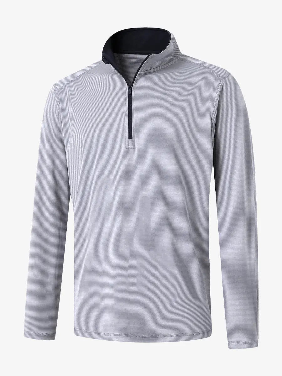 3D rendering of the Pinstripe Quarter Zip Pullover showcasing structure and design – GREY MELANGE