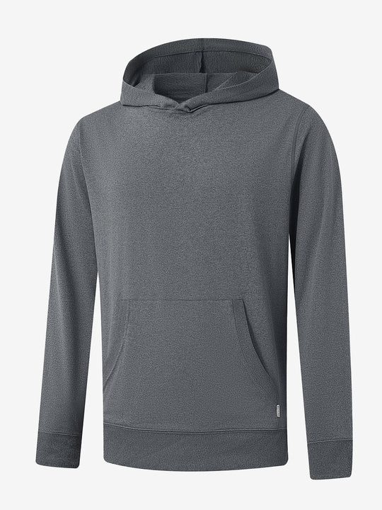 3D front view of the Athletic Golf Hoodie in Black Grey Heather, designed for comfort and performance.