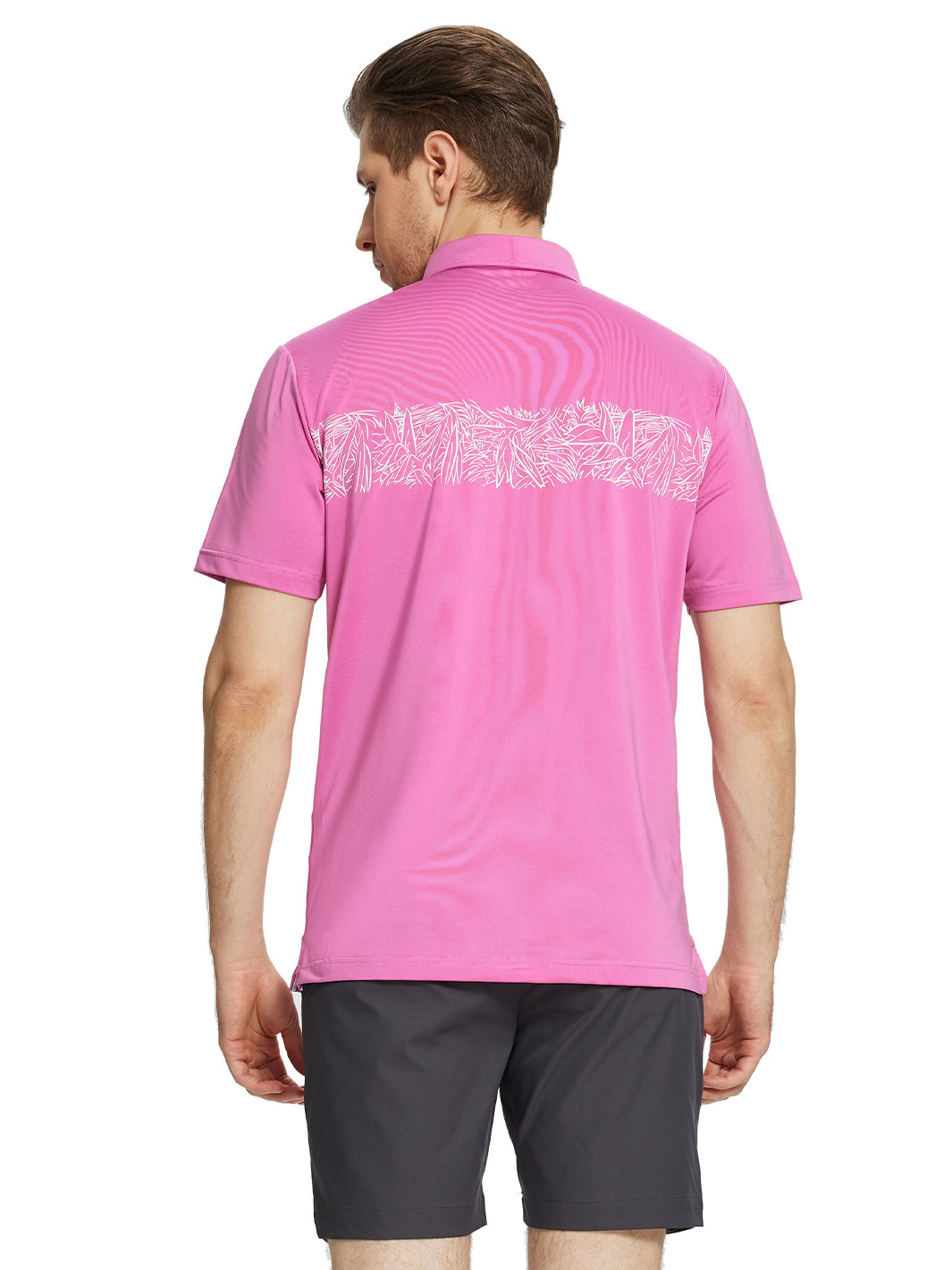 Men's Print Pattern Golf Polo Shirts-Rose