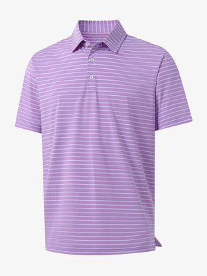 3D render of LILAC/LIGHT BLUE STRIPE Polo with delicate striped texture