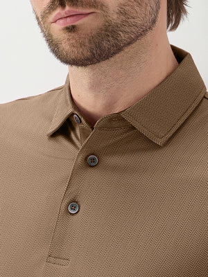 Moisture Wicking Long Sleeve Herringbone Polo Shirts