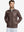 Front view of model with both hands in side pockets, wearing Golf Fleece Winter Jacket in Dark Brown.