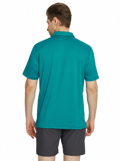 Men's Print Pattern Golf Polo Shirts-Turquoise