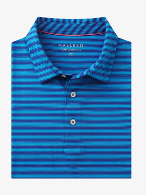 3D rendering of the Dark Blue Yarn Dyed Stripe Polo showcasing the clean stripe texture