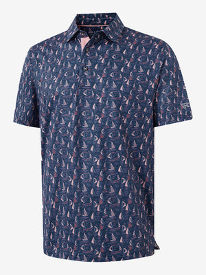 4 Way Stretch Print Collared Polo Shirts