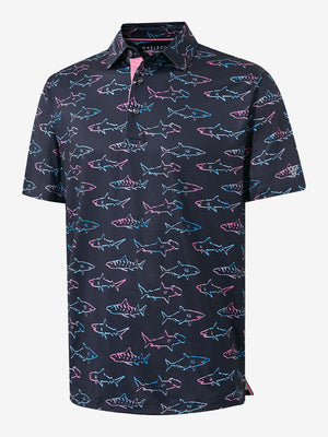 4 Way Stretch Print Collared Polo Shirts