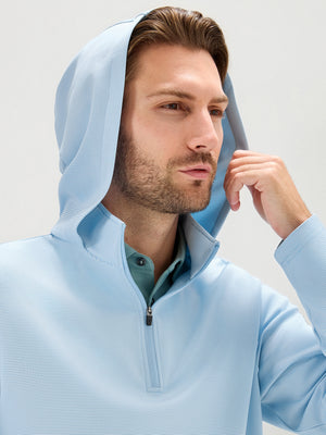 Pin-Stripe Quarter Zip with Hood