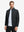 Front upper body shot of model wearing black warm puffer winter golf jackets