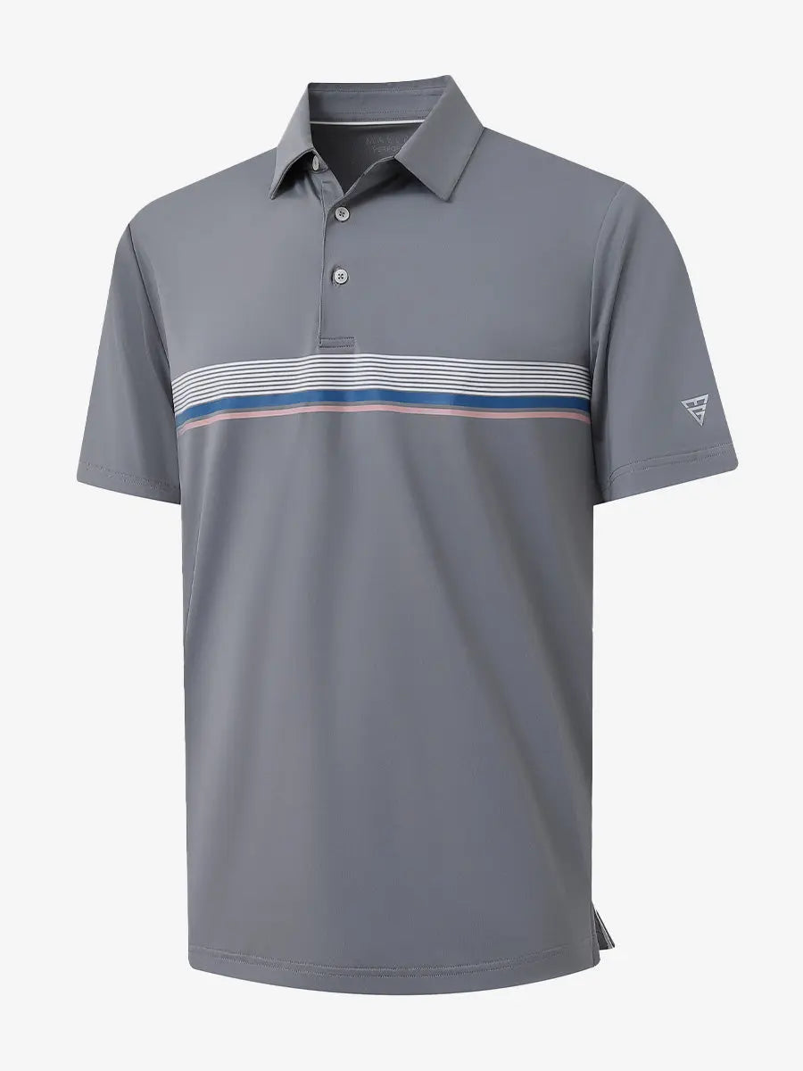 3D mockup showcasing LIGHT GREY Chest Print Polo Shirts