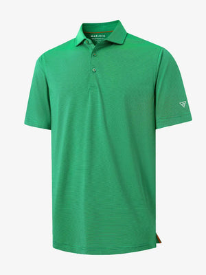 Folded GREEN STRIPE Pinstripe Jersey Performance Polo neatly displayed								
