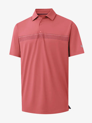 3D view of CRANBERRY Stylish Chest Print Snap Polo showing design and fit