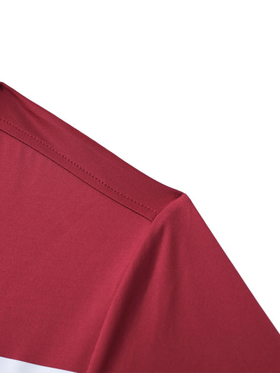 Men's Striped Print Golf Polo Shirts-Red