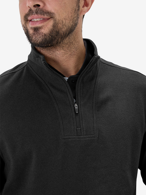 Heather Brushed Rib Knit Quarter Zip with 2 Pockets