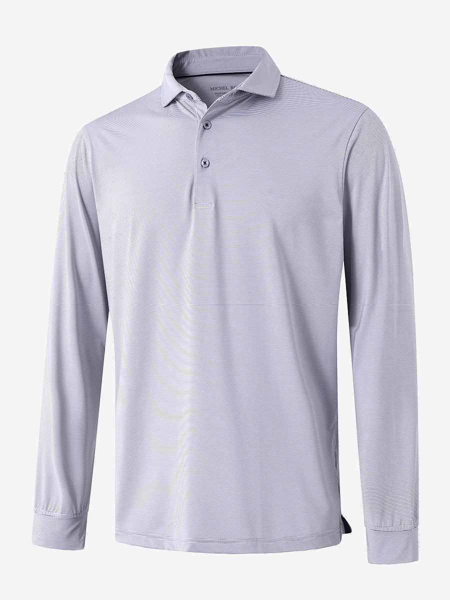 Long Sleeve Pinstripe Jersey Polo