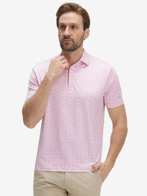 4 Way Stretch Print Collared Polo Shirts
