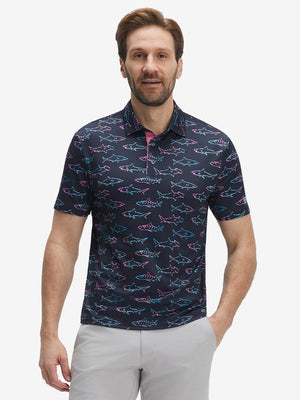 4 Way Stretch Print Collared Polo Shirts