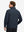 Back upper body shot of model wearing navy warm puffer winter golf jacket