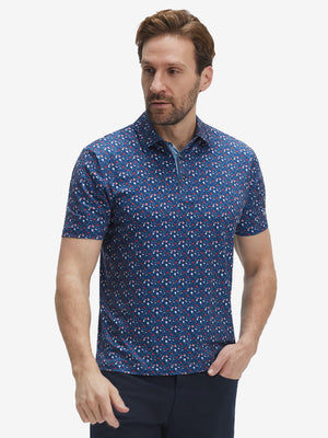 4 Way Stretch Print Collared Polo Shirts