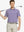 Front half-body golf pose wearing Purple White Yarn Dyed Stripe Polo