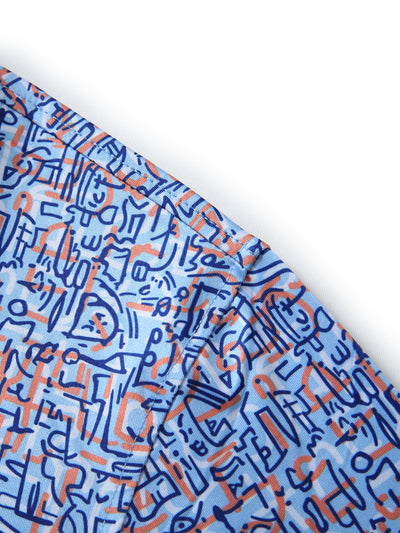 Men's Printed Golf Shirts-Bluejay Doodles