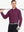 Model showcasing the bordeaux red long sleeve pique polo, holding a golf club, highlighting its elegant design.