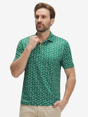 4 Way Stretch Print Collared Polo Shirts
