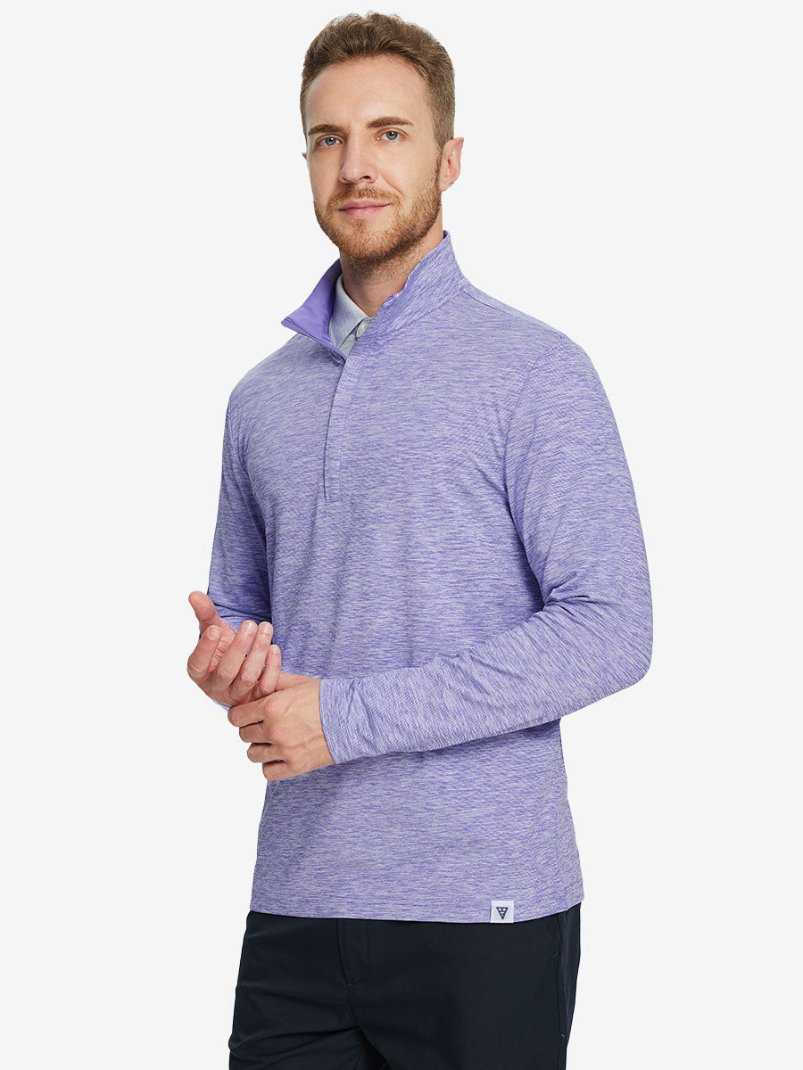 Heather Pinstripe Brushed Dry Fit Quarter Zip Pullover