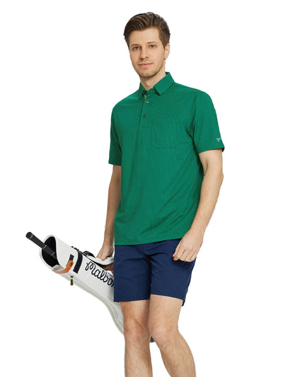 Men's Dry Fit Jacquard Pocket Golf Shirts-Green
