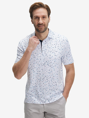 4 Way Stretch Print Collared Polo Shirts